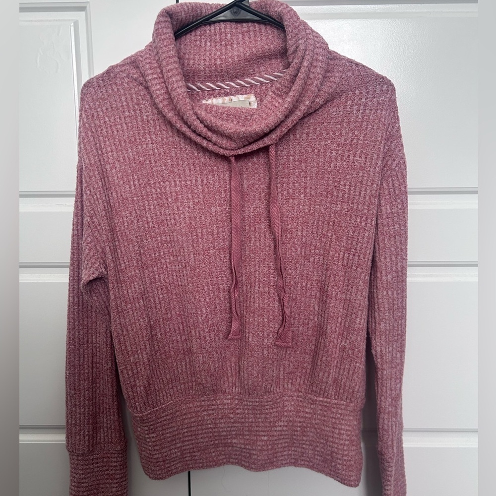 SATURDAY SUNDAY ANTHROPOLOGIE Cozy Pink Cowl Neck Sweater